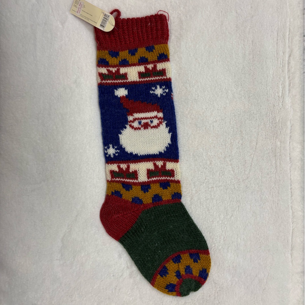 Vintage Russ Multicolor Santa Christmas Stocking